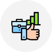 Vector image with a thumbs up for business growth